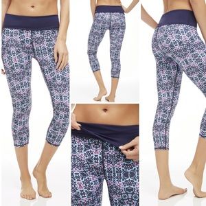 Fabletics Blue/Pink Salar Printed PowerHold Capri
